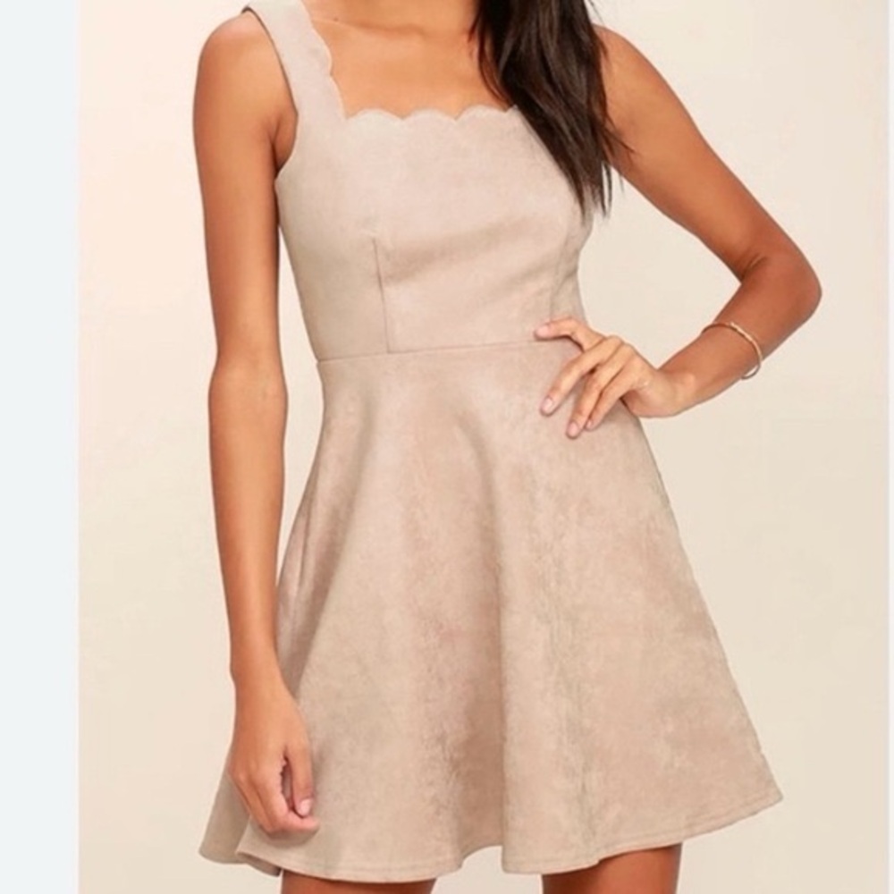 Alya Soft Blush Faux Suede Sleeveless Dress Size Small